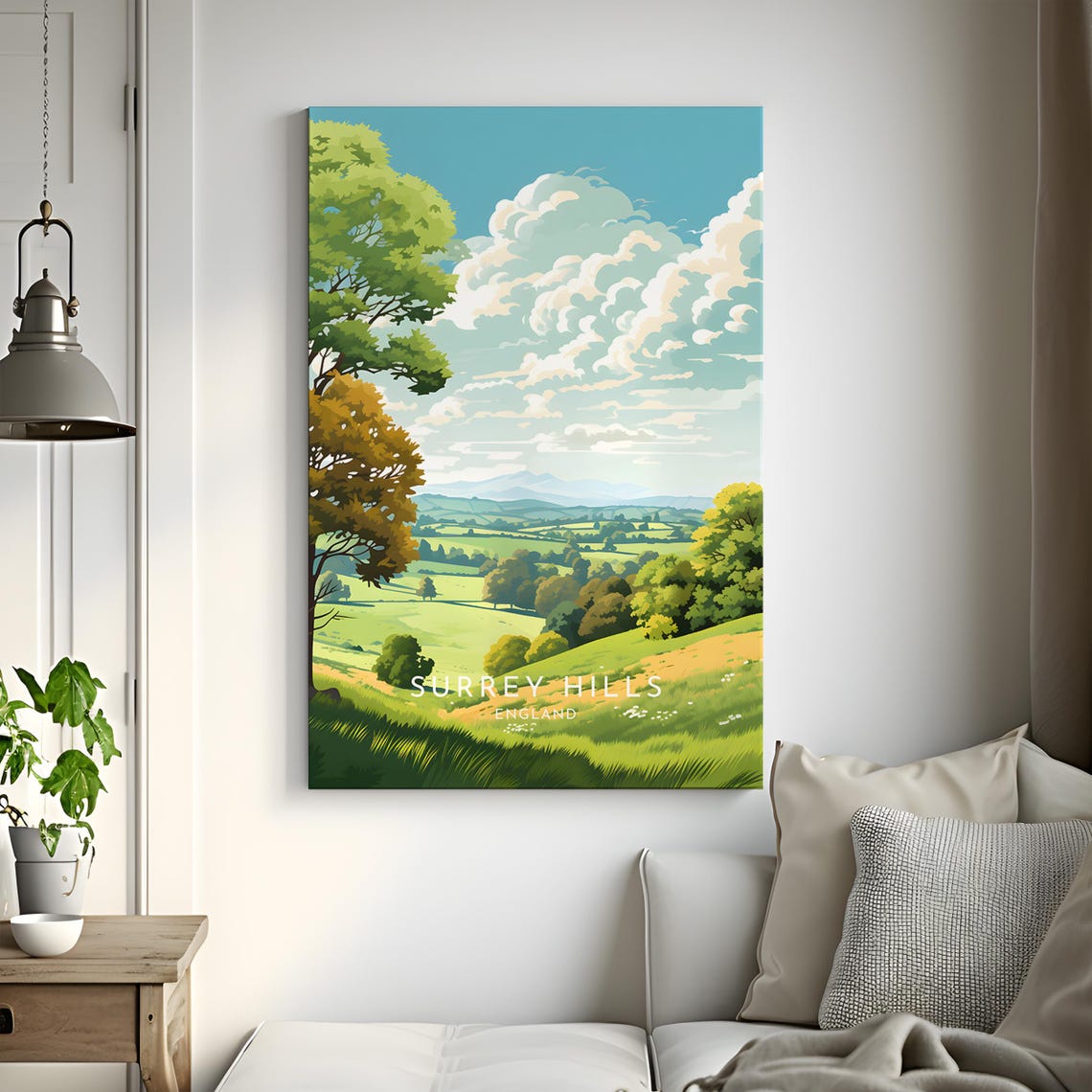 Surrey Hills England Rolling Green Meadows Summer Clouds Poster - Image 3