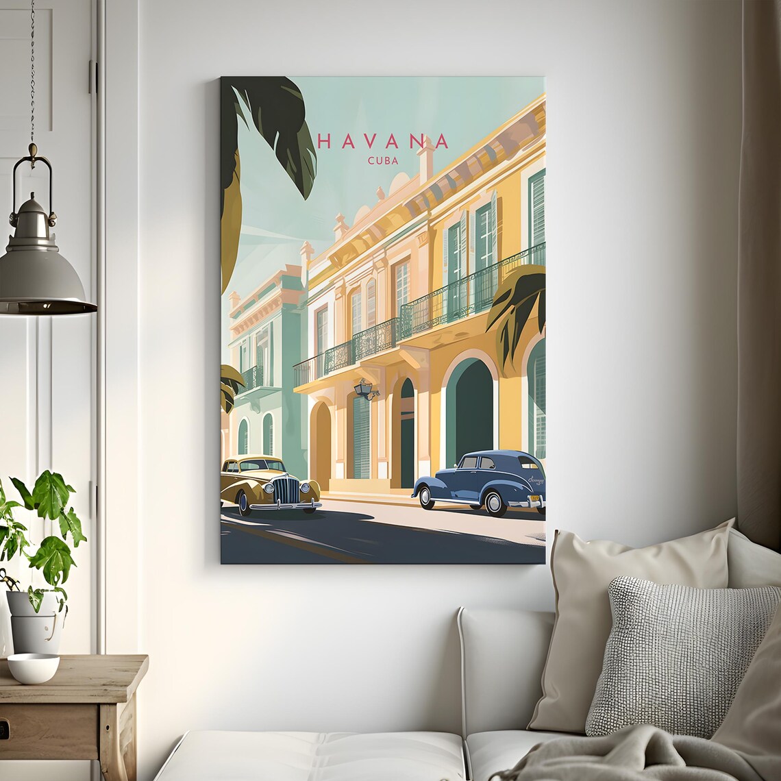 Havana Cuba Colonial Street Vintage Classic Cars Scene Poster - Image 3