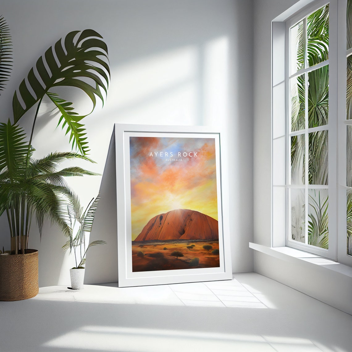 Ayers Rock Australia Uluru Sunset Desert Travel Poster with Red Glow - Image 4
