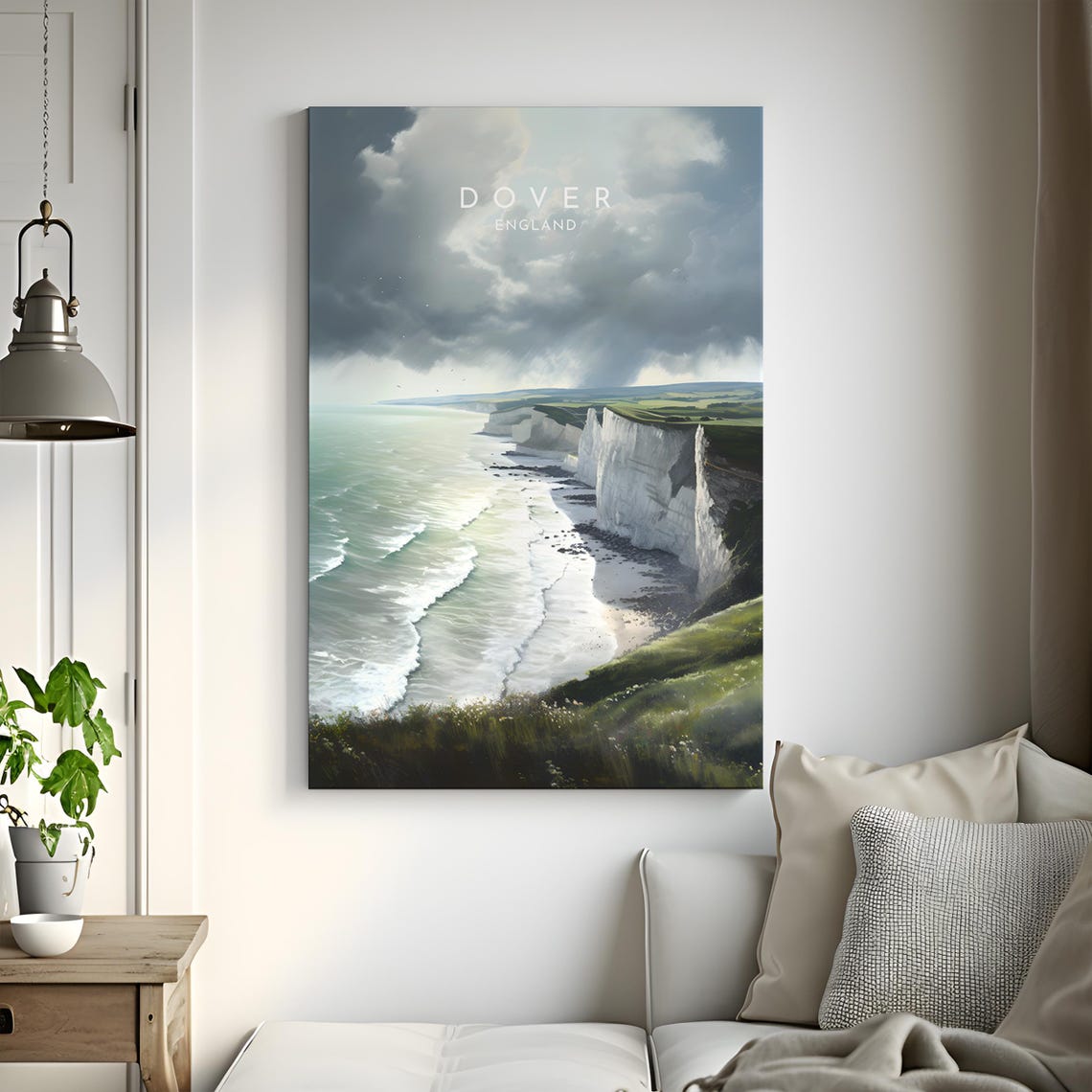 Dover England White Cliffs Moody Stormy Sea Coast Travel Poster - Image 3