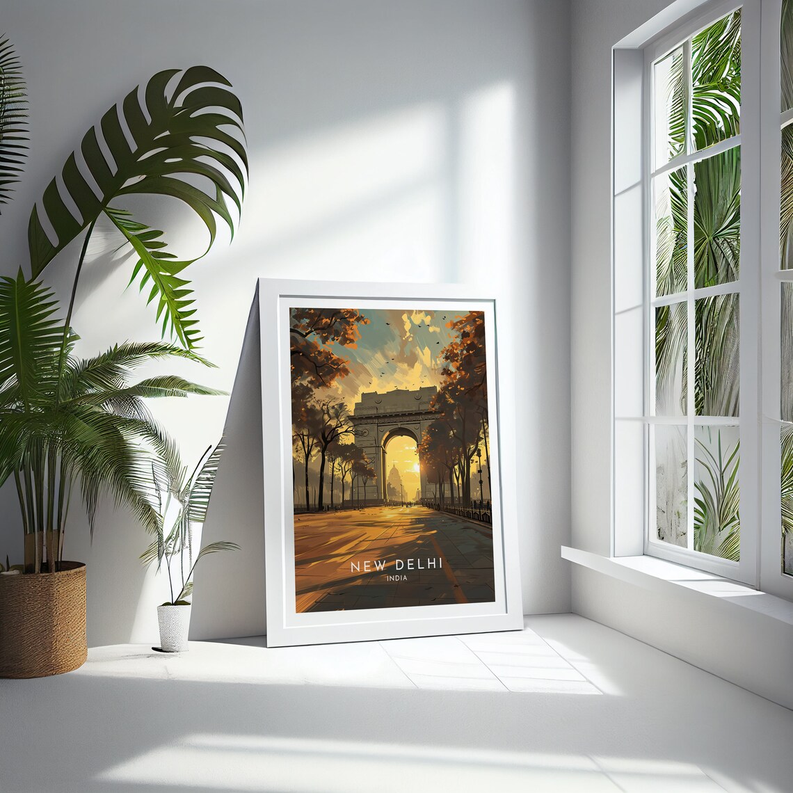 New Delhi India Gate Golden Sunset Birds Romantic Plaza View Poster - Image 4