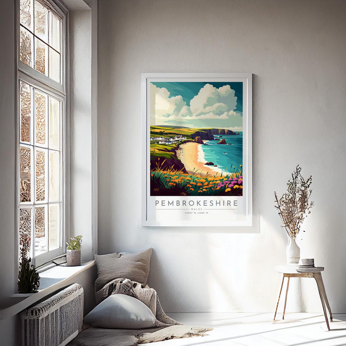 Pembrokeshire Wales Sandy Cove Sea Cliffs Wildflower Coast Poster - Image 4