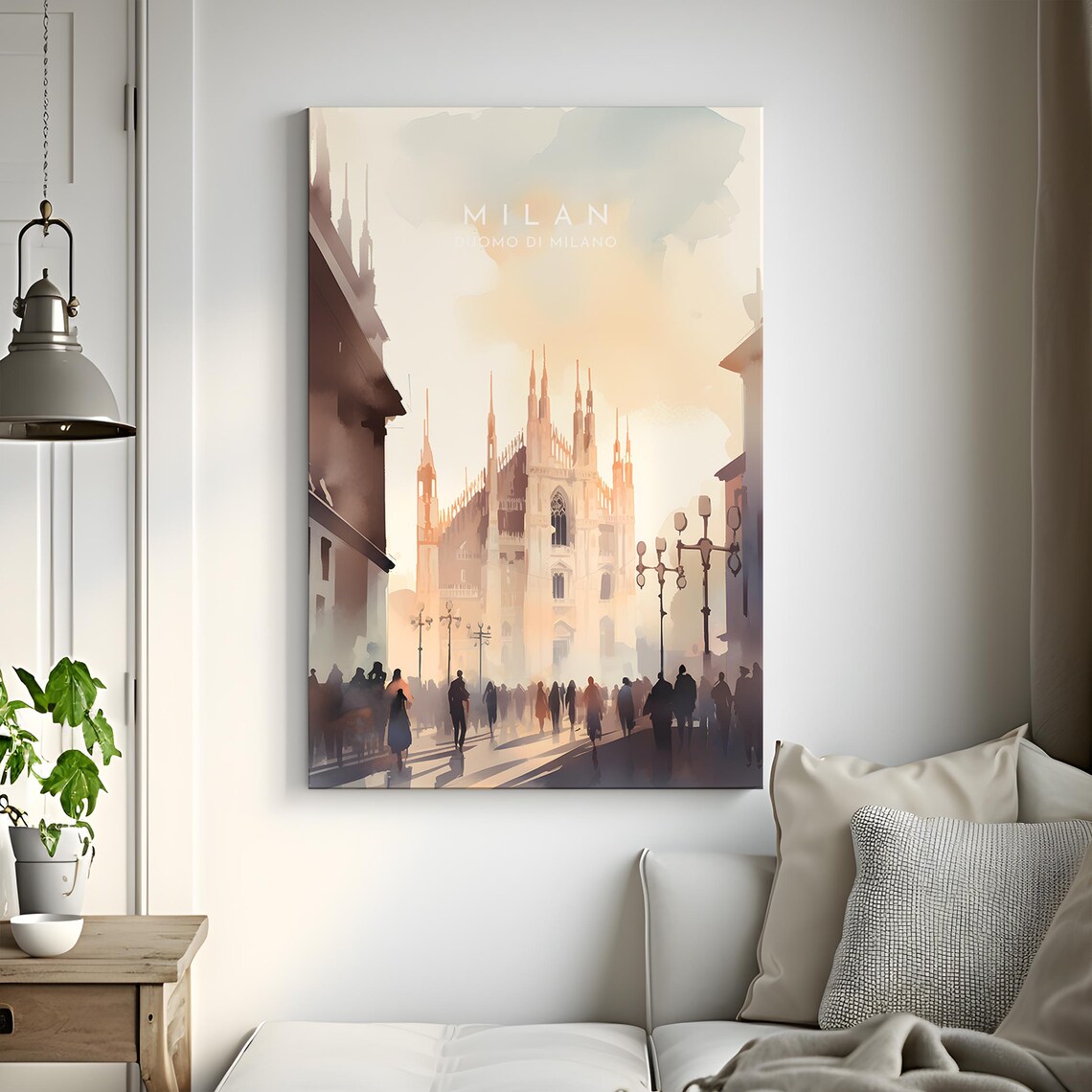 Milan Duomo Di Milano Watercolor Travel Poster with Cathedral View - Image 3