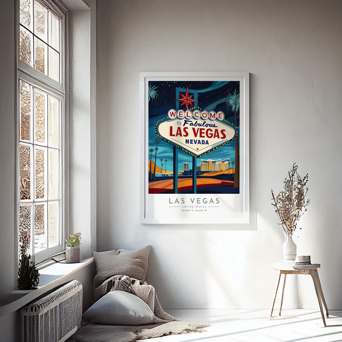 Las Vegas Welcome Sign Night Neon Lights Desert Travel Poster - Image 4