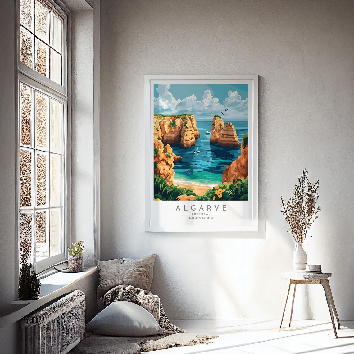 Algarve Portugal Golden Sea Cliffs Sailboat Coast View Poster - Image 4