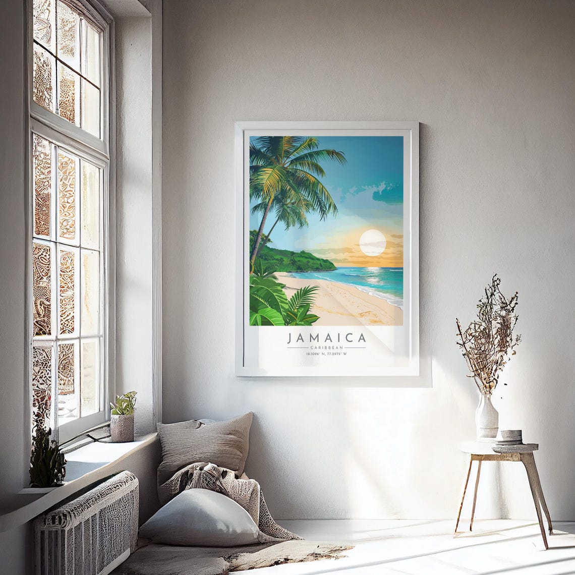Jamaica Sunset Beach Palm Trees Caribbean Shore Travel Poster - Image 4