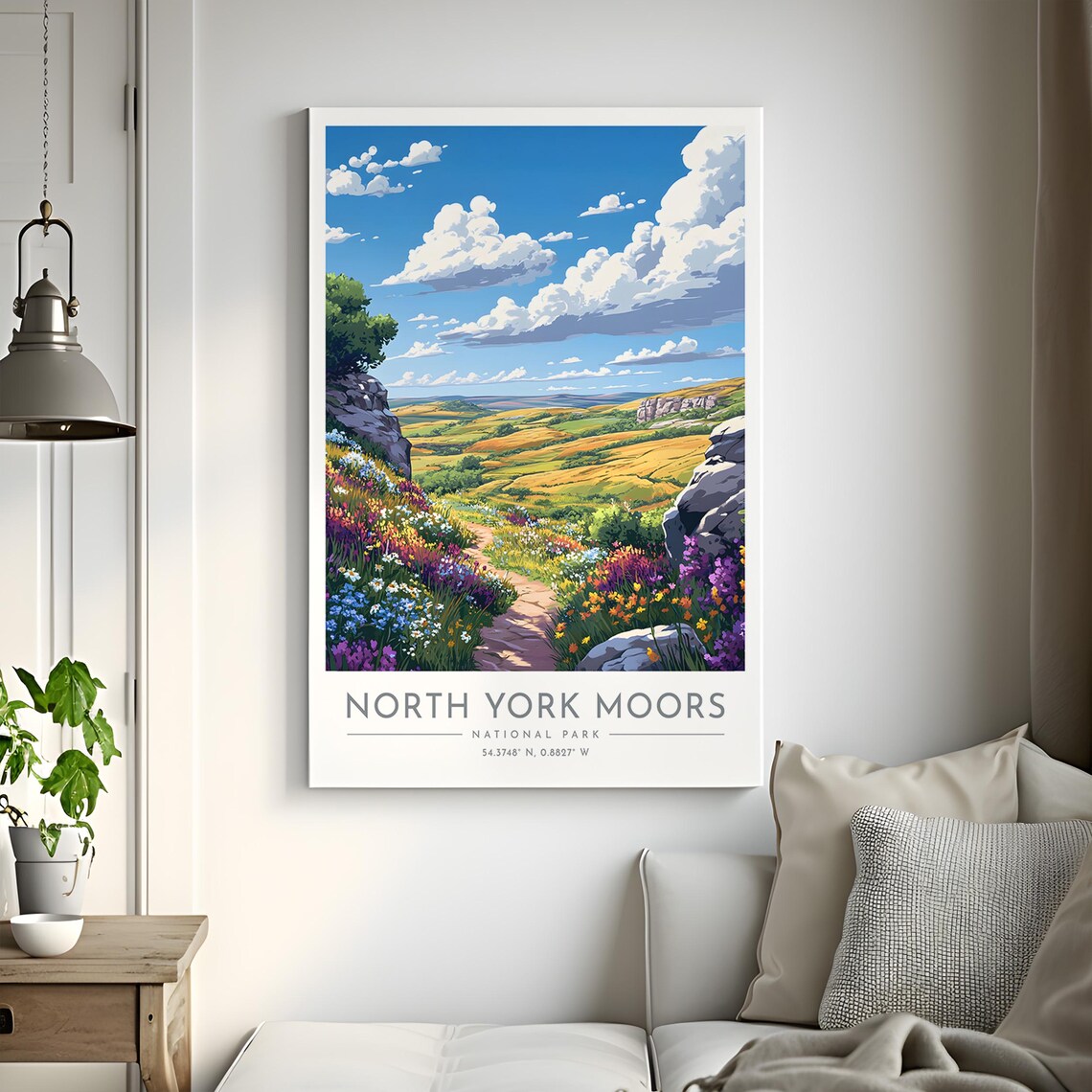 North York Moors Blooming Wildflowers Rocky Path Travel Poster - Image 2