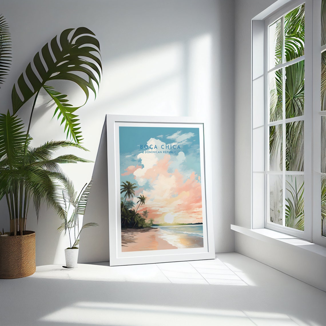 Boca Chica Dominican Republic Sunset Palm Beach Pink Sky Poster - Image 4