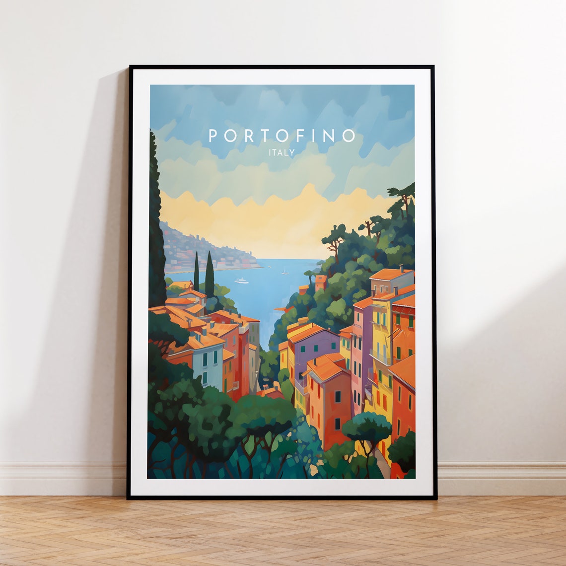 Portofino Italy Colorful Cliffside Village Harbor View Poster