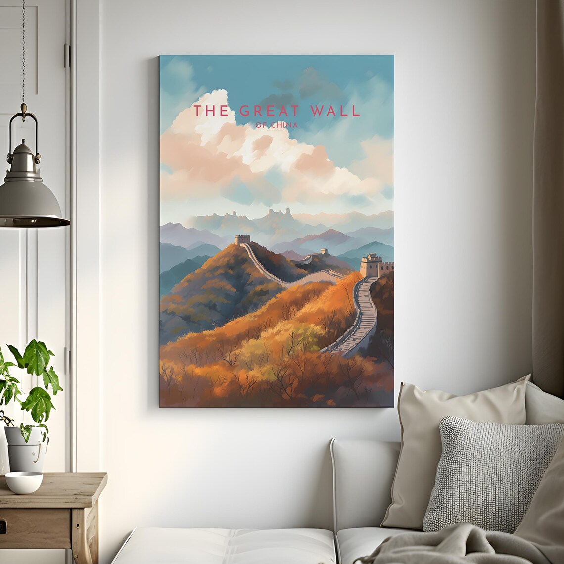 The Great Wall of China Autumn Mountains Travel Poster over Ridgelines - Image 3