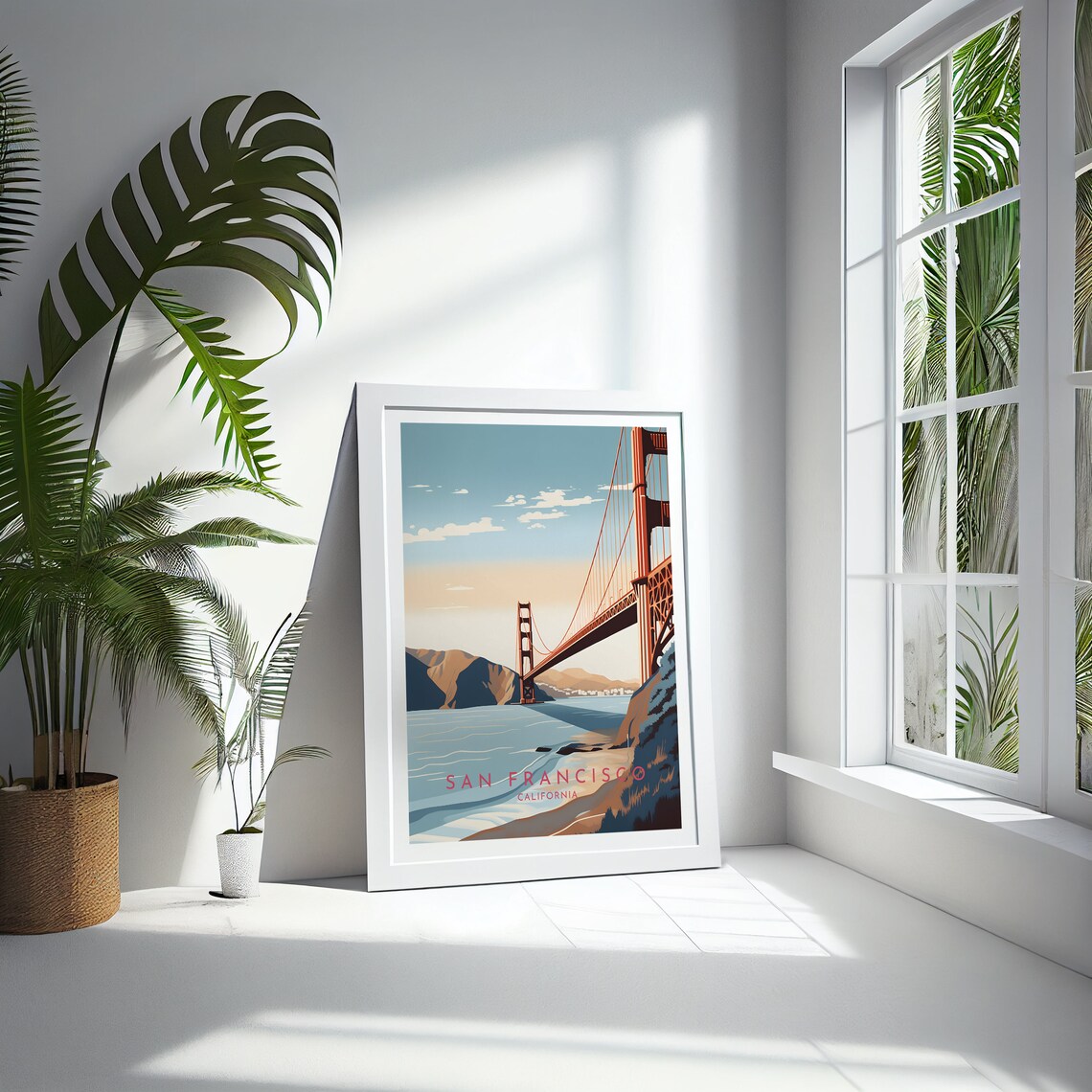 San Francisco Golden Gate Bridge Sunset Bay California Travel Poster - Image 4