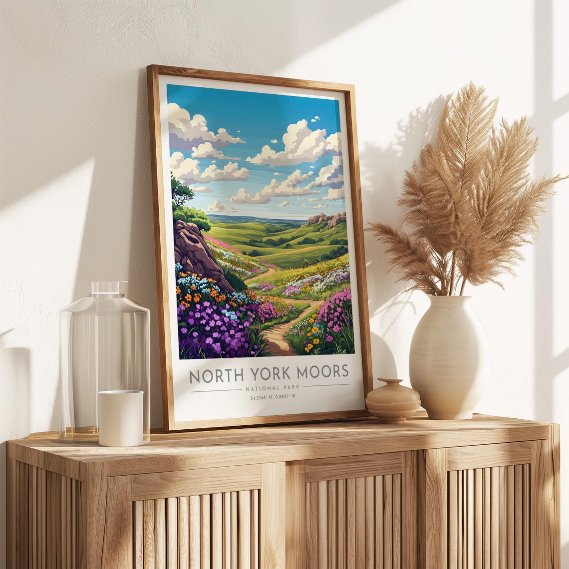 North York Moors Wildflower Path Rolling Hills Travel Poster - Image 3
