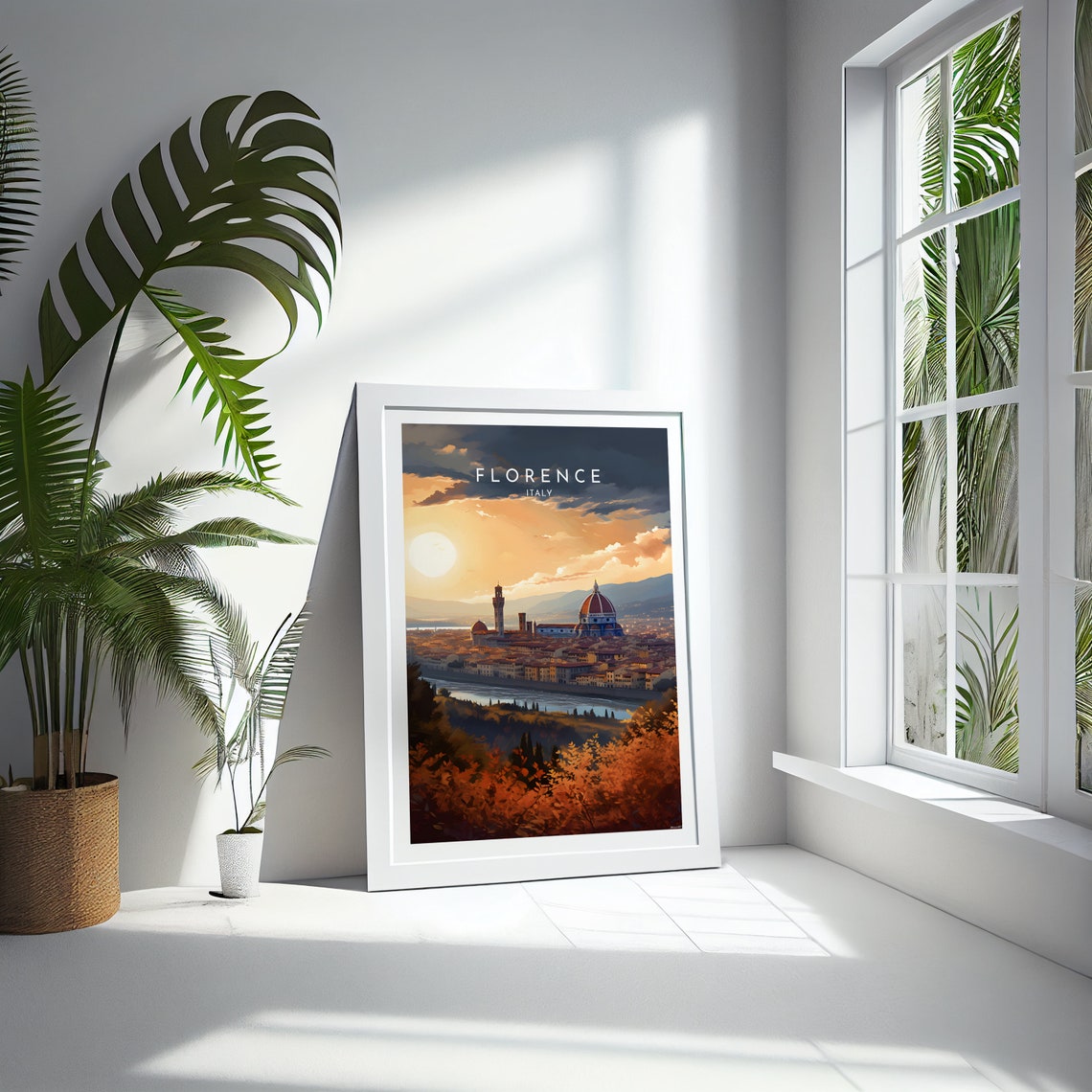 Florence Italy Duomo Sunset Cityscape Arno River Travel Poster - Image 4
