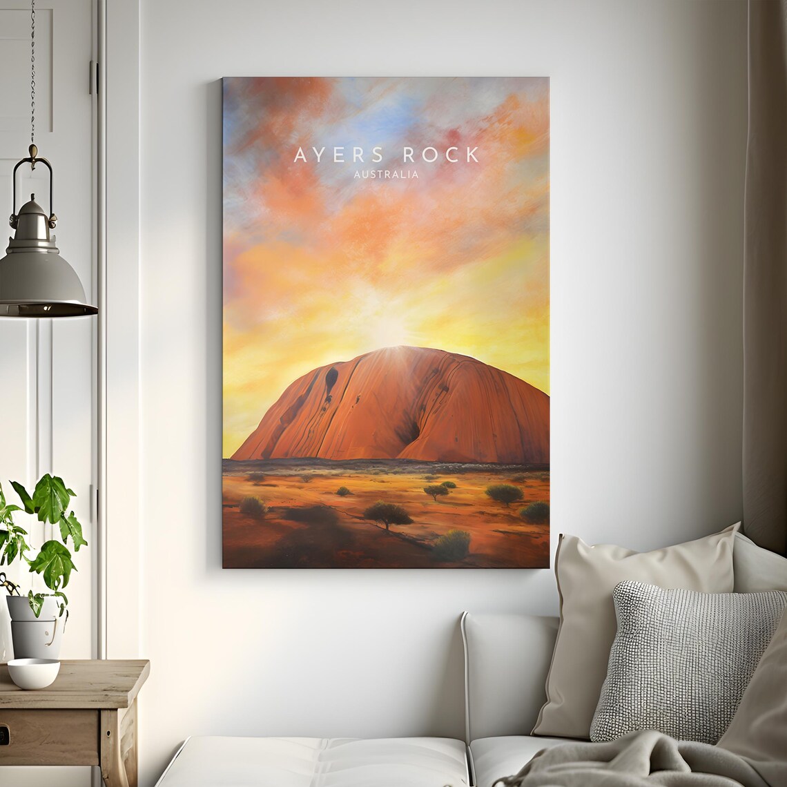 Ayers Rock Australia Uluru Sunset Desert Travel Poster with Red Glow - Image 3