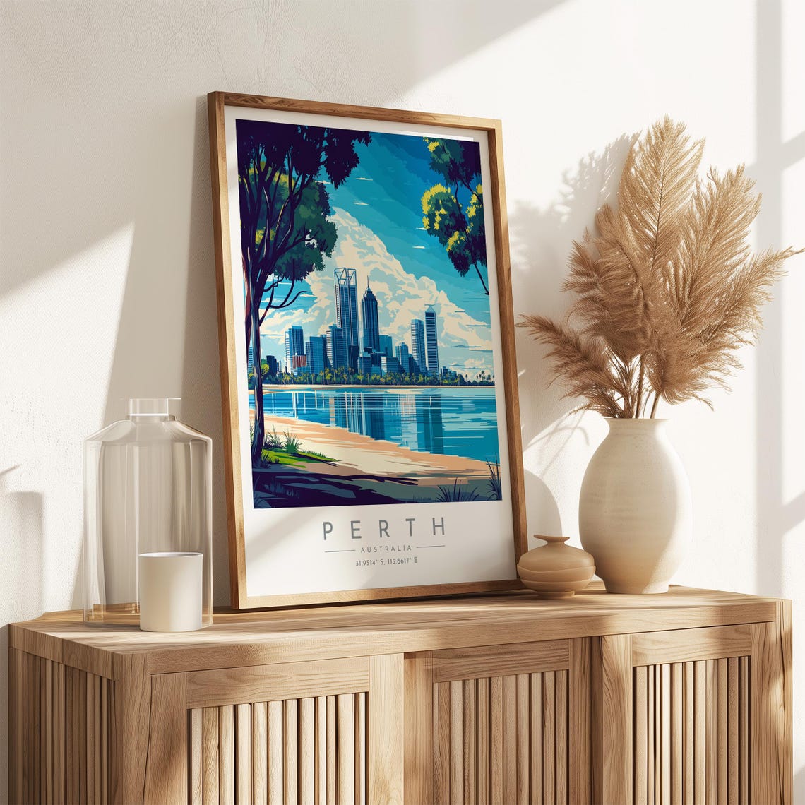 Perth Australia Skyline Riverside Beach Cityscape Travel Poster - Image 3