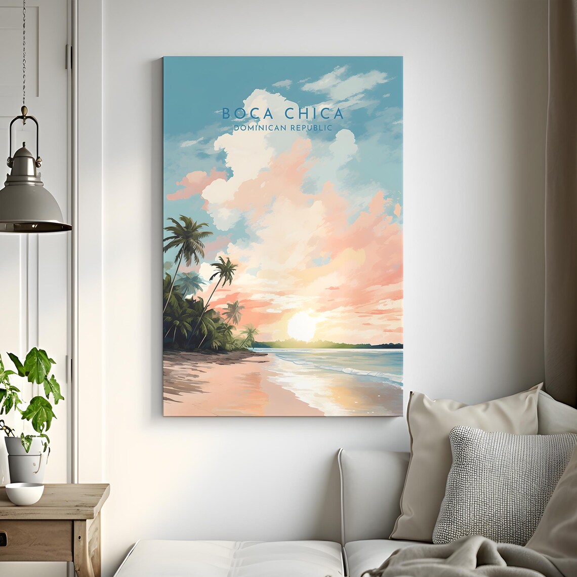 Boca Chica Dominican Republic Sunset Palm Beach Pink Sky Poster - Image 3