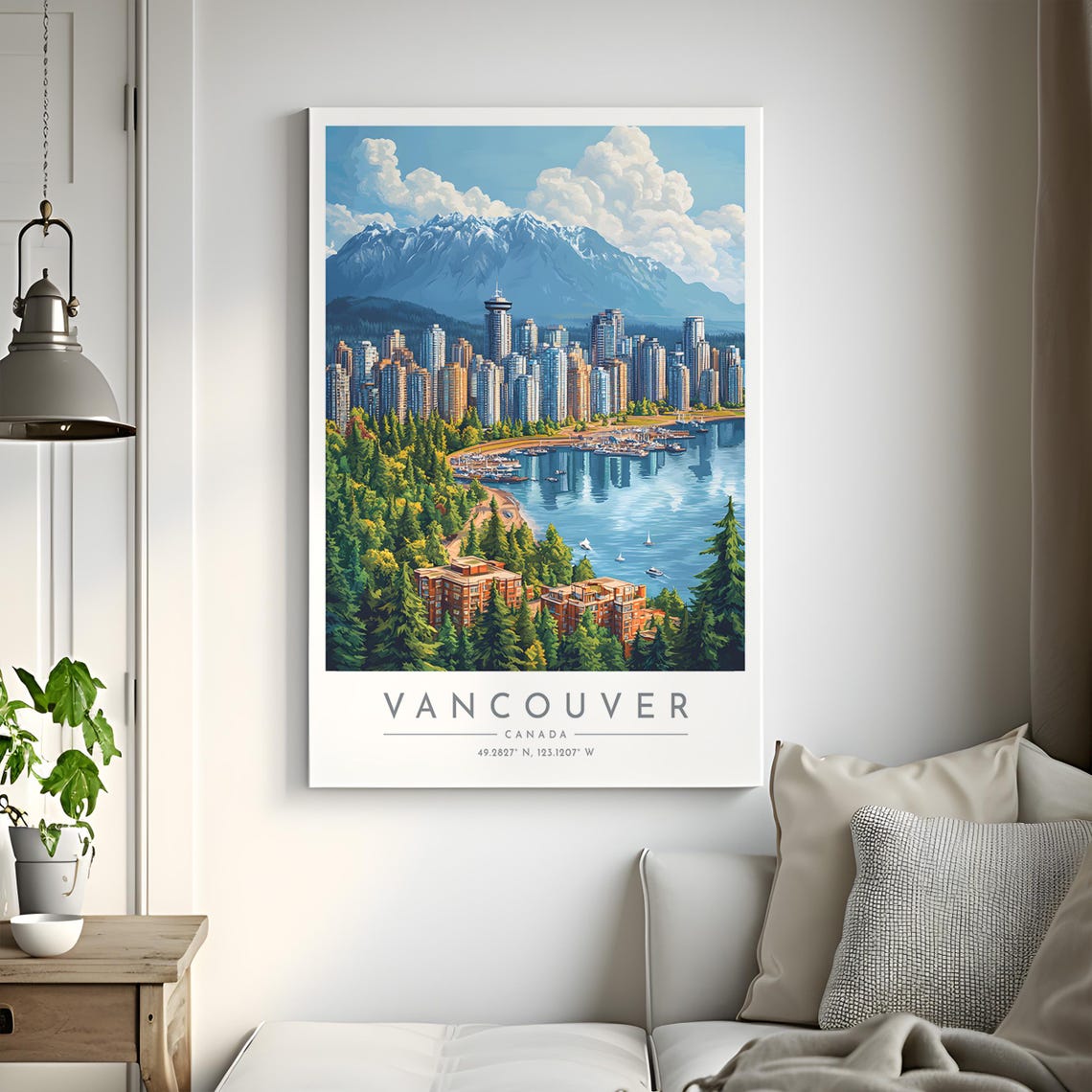 Vancouver Skyline Harbour Snow Mountains Canada Travel Poster - Image 2