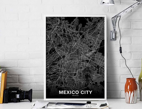Mexico City Map Poster Hometown Print Modern Home Decor Office Decoration Wall Art Dorm Bedroom Gift