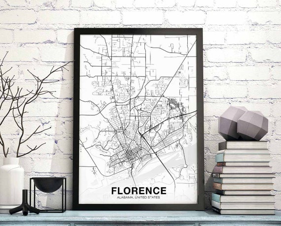 Florence, Alabama USA Map Poster, Modern Art Print
