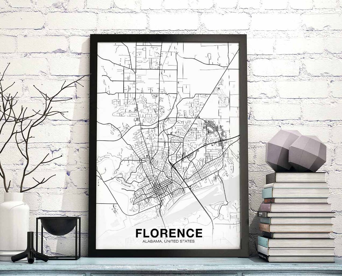 Florence, Alabama USA Map Poster, Modern Art Print
