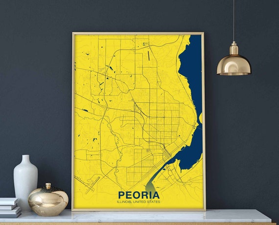 Peoria Illinois Il Usa Poster Color Hometown City Print Modern Home Decor Office Decoration Wall Art Dorm Bedroom Gift