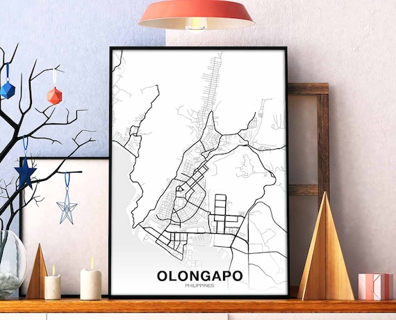 Olongapo Philippines Map Poster Black White Hometown City Print Modern Home Decor Office Decoration Wall Art Dorm Bedroom Gift