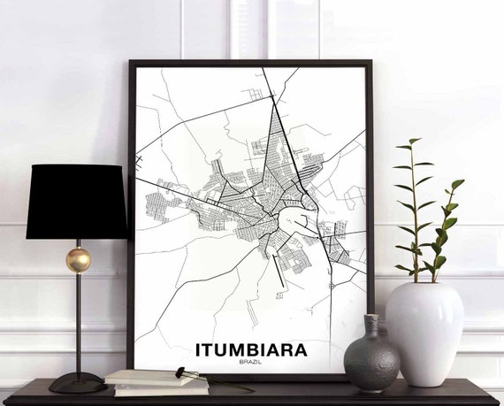 Itumbiara Brazil Map Poster Hometown City Print Modern Home Decor Office Decoration Wall Art Dorm Bedroom Gift
