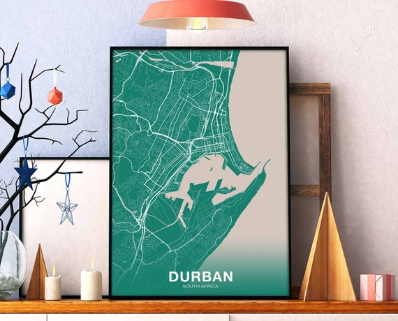 Durban South Africa Poster Color Hometown City Print Modern Home Decor Office Decoration Wall Art Dorm Bedroom Gift