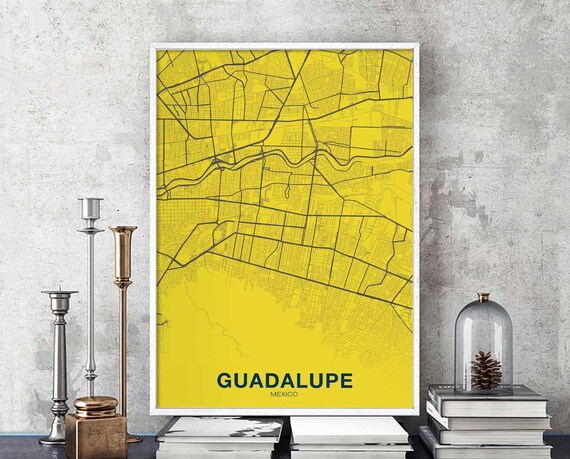 Guadalupe Mexico Map Poster Color Hometown City Print Modern Home Decor Office Decoration Wall Art Dorm Bedroom Gift