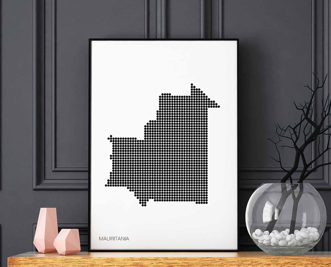 Mauritania Minimal Dots Retro Map Poster