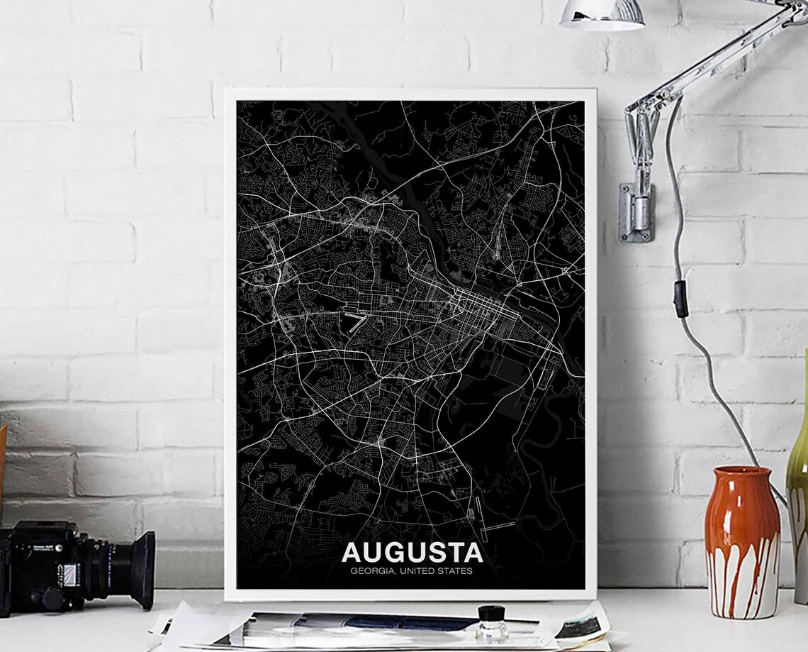 Augusta Georgia USA Map Poster, Modern Home Decor