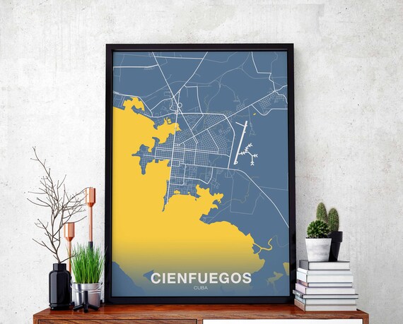 Cienfuegos Map Poster Color Hometown City Print Modern Home Decor Office Decoration Wall Art Dorm Bedroom Gift