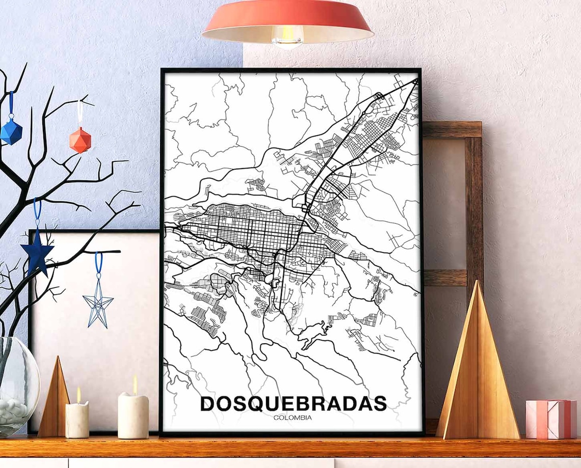 Dosquebradas Colombia Map Poster, Modern Home Decor