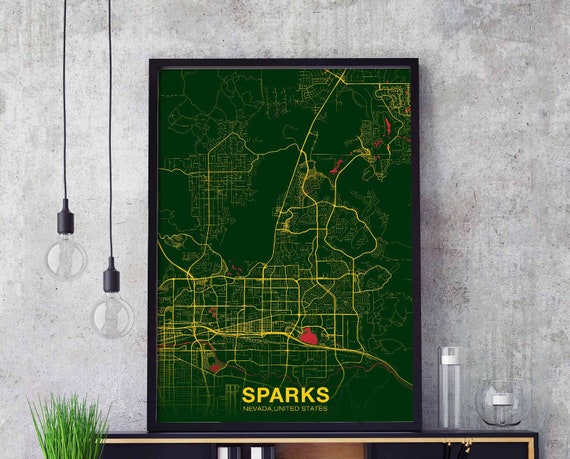 Sparks Nevada Nv Usa Poster Color Hometown City Print Modern Home Decor Office Decoration Wall Art Dorm Bedroom Gift