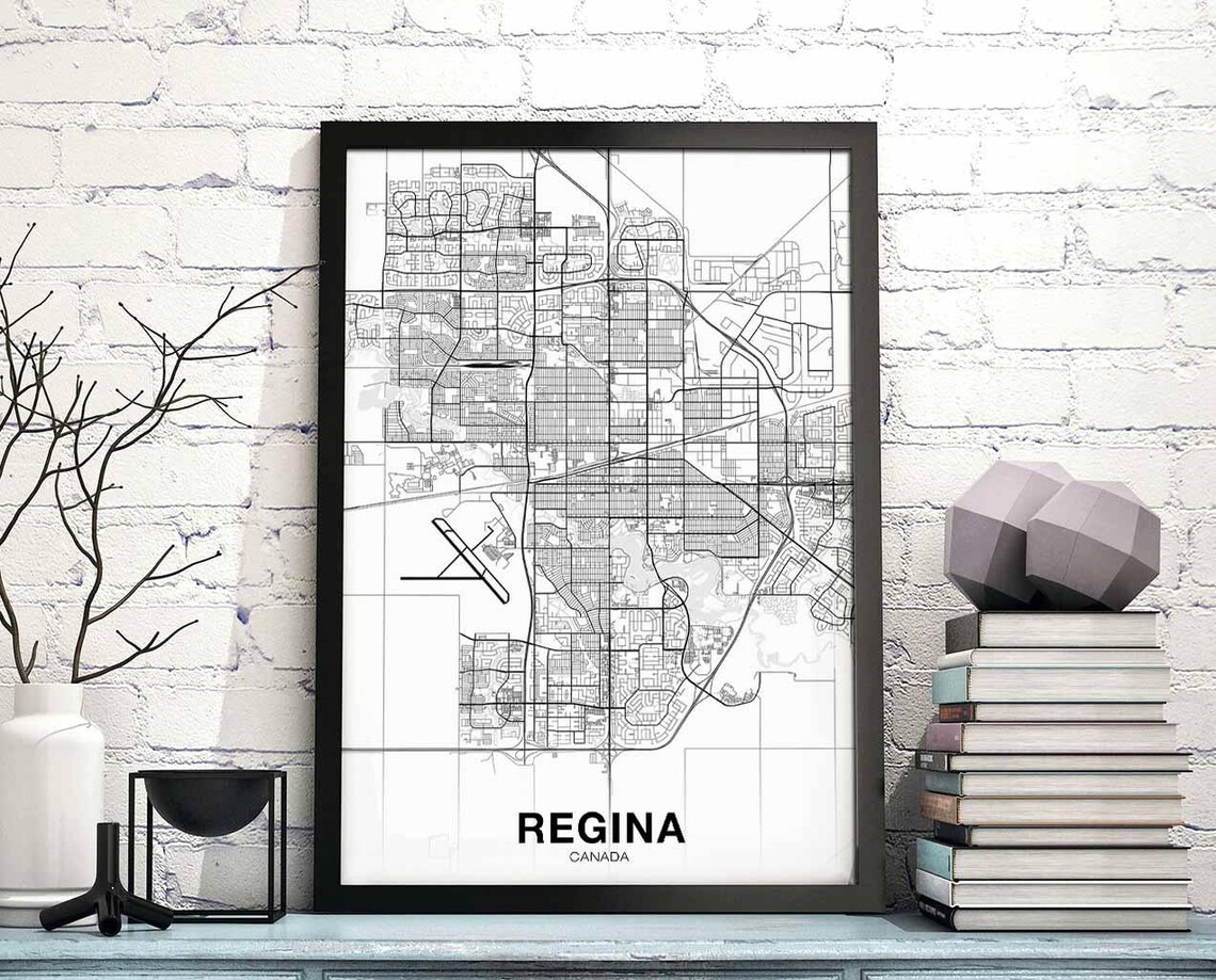 Regina Canada Map Poster Hometown City Print Modern Home Decor Office Decoration Wall Art Dorm Bedroom Gift