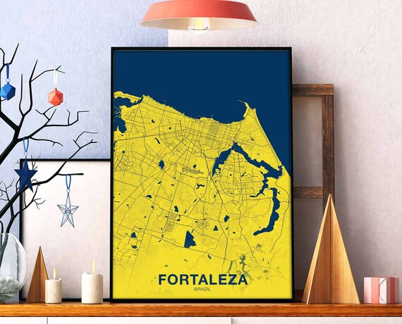 Fortaleza Brazil Map Poster Color Hometown City Print Modern Home Decor Office Decoration Wall Art Dorm Bedroom Gift
