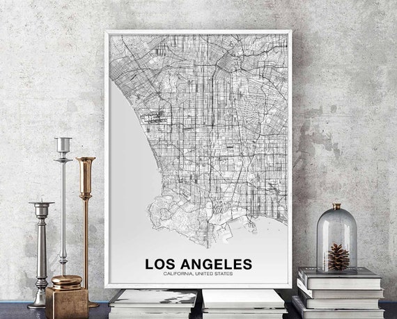 Los Angeles CA USA Map Poster, Modern Travel Print