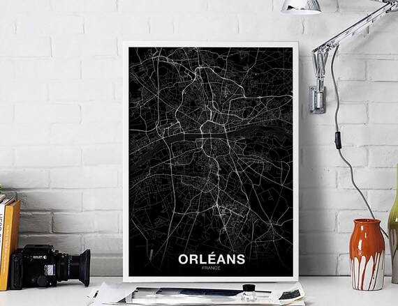 Orleans France Map Poster Black White Hometown City Print Modern Home Decor Office Decoration Wall Art Dorm Bedroom Gift