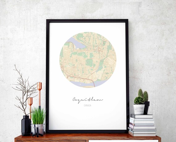 Coquitlam Canada Minimal Circle Map Poster Modern Wall Decor