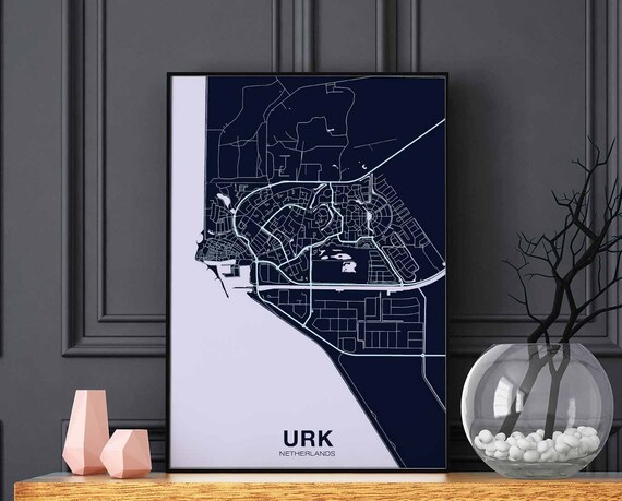 Urk Netherlands Map Poster Color Hometown City Print Modern Home Decor Office Decoration Wall Art Dorm Bedroom Gift