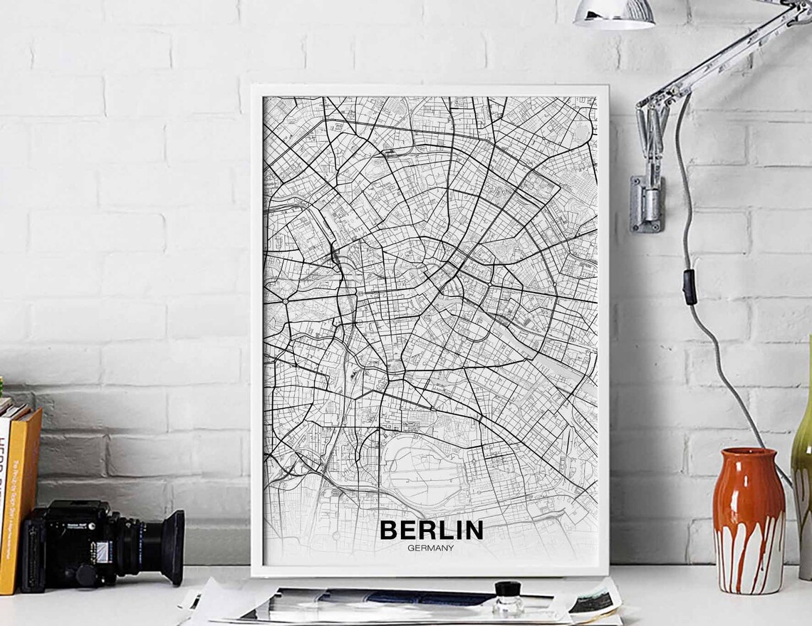 Berlin Germany Map Poster Print, Modern Home Decor