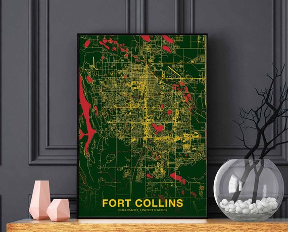 Fort Collins Colorado Co Usa Poster Color Hometown City Print Modern Home Decor Office Decoration Wall Art Dorm Bedroom Gift