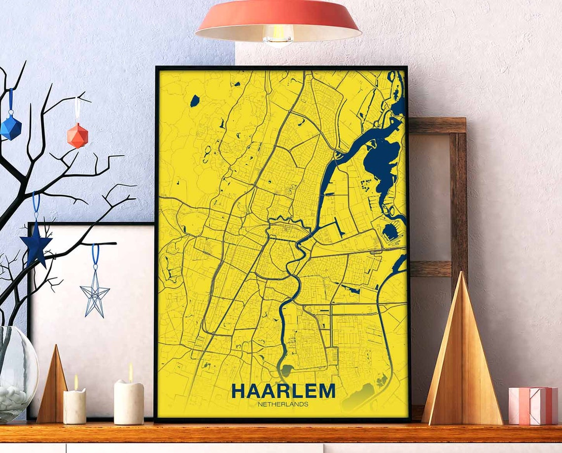 Haarlem Netherlands City Map Bold Yellow Minimalist Art Poster