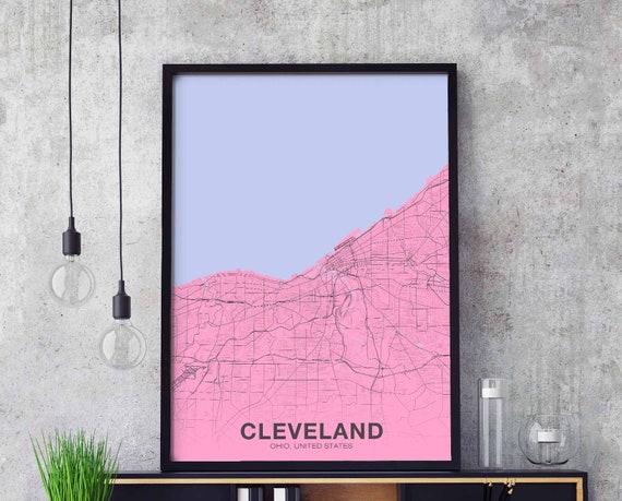 Cleveland Ohio Oh Usa Poster Color Hometown City Print Modern Home Decor Office Decoration Wall Art Dorm Bedroom Gift