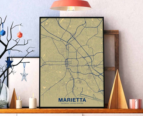 Marietta Georgia Ga Usa Poster Color Hometown City Print Modern Home Decor Office Decoration Wall Art Dorm Bedroom Gift