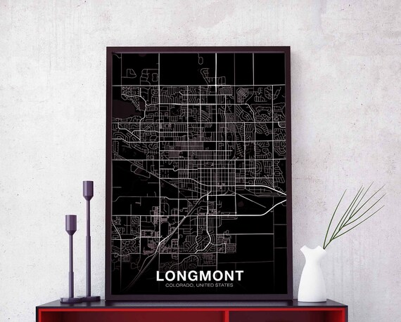 Longmont Colorado Co Usa Map Poster Black White Hometown City Print Modern Home Decor Office Decoration Wall Art Dorm Bedroom Gift