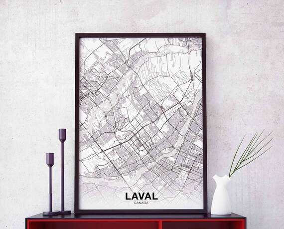 Laval Canada Map Poster Hometown City Print Modern Home Decor Office Decoration Wall Art Dorm Bedroom Gift