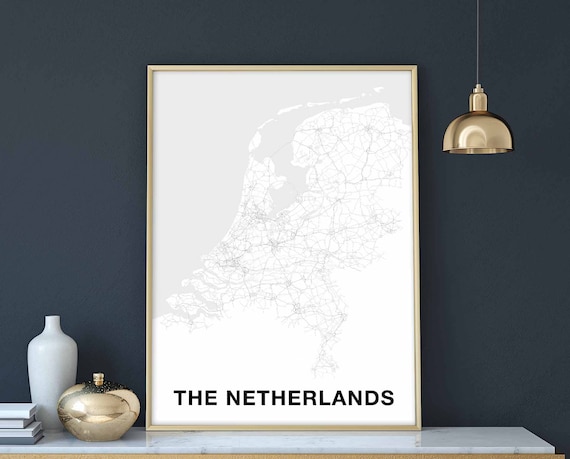 Netherlands Map Poster Hometown City Print Modern Home Decor Office Decoration Wall Art Dorm Bedroom Gift