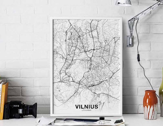 Vilnius Lithuania Map Poster Hometown City Print Modern Home Decor Office Decoration Wall Art Dorm Bedroom Gift