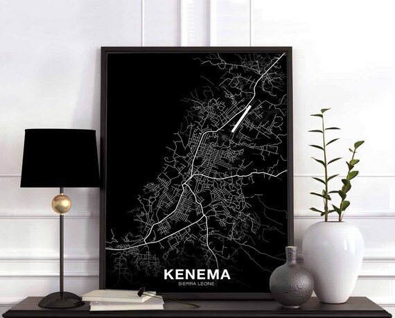 Kenema Sierra Leone Map Poster Black White Hometown City Print Modern Home Decor Office Decoration Wall Art Dorm Bedroom Gift